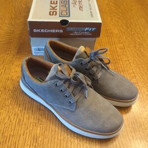 Skechers Men's Ederson Moreno Taupe Canvas Oxford Shoe- 65981- Size 8 New in Box